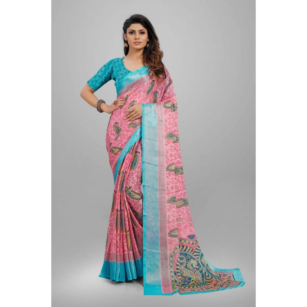 Viscose Rayon Printed Saree With Unstitched Blouse