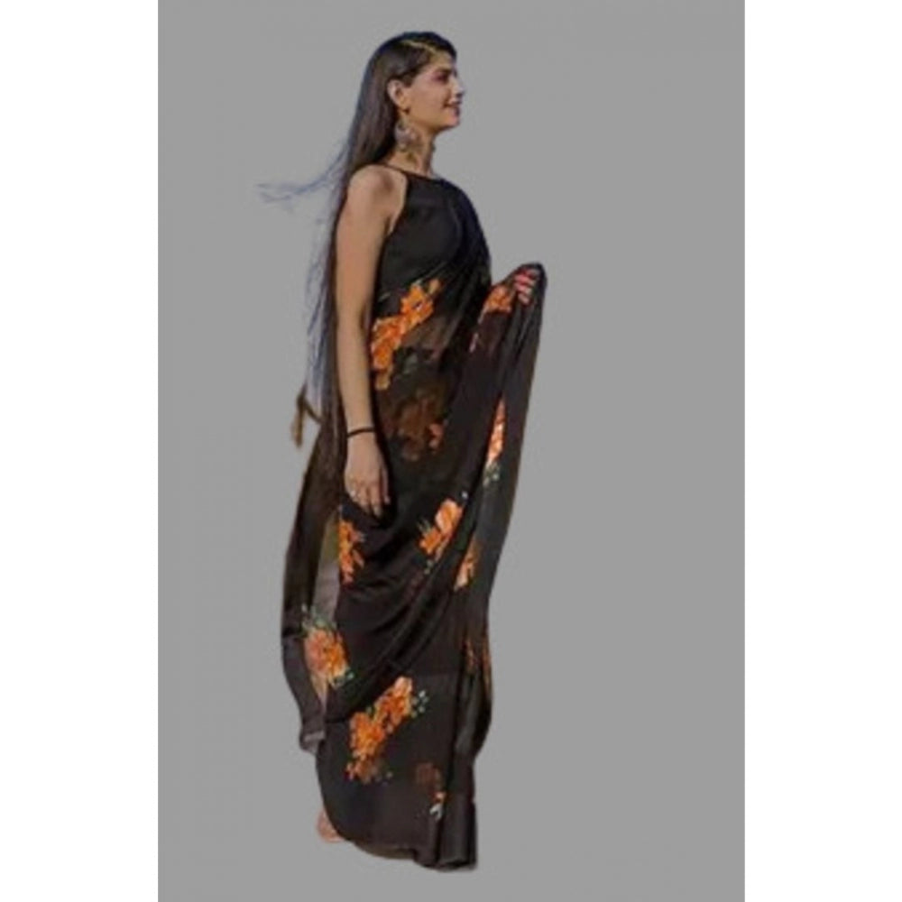 Sattin Patta Printed Saree With Unstitched Blouse