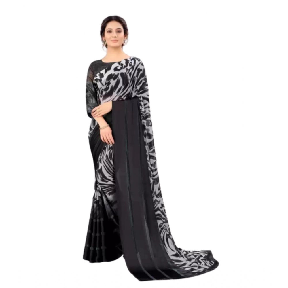 Sattin Patta Printed Saree With Unstitched Blouse