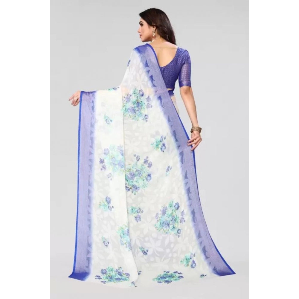 Viscose Rayon Printed Saree With Unstitched Blouse