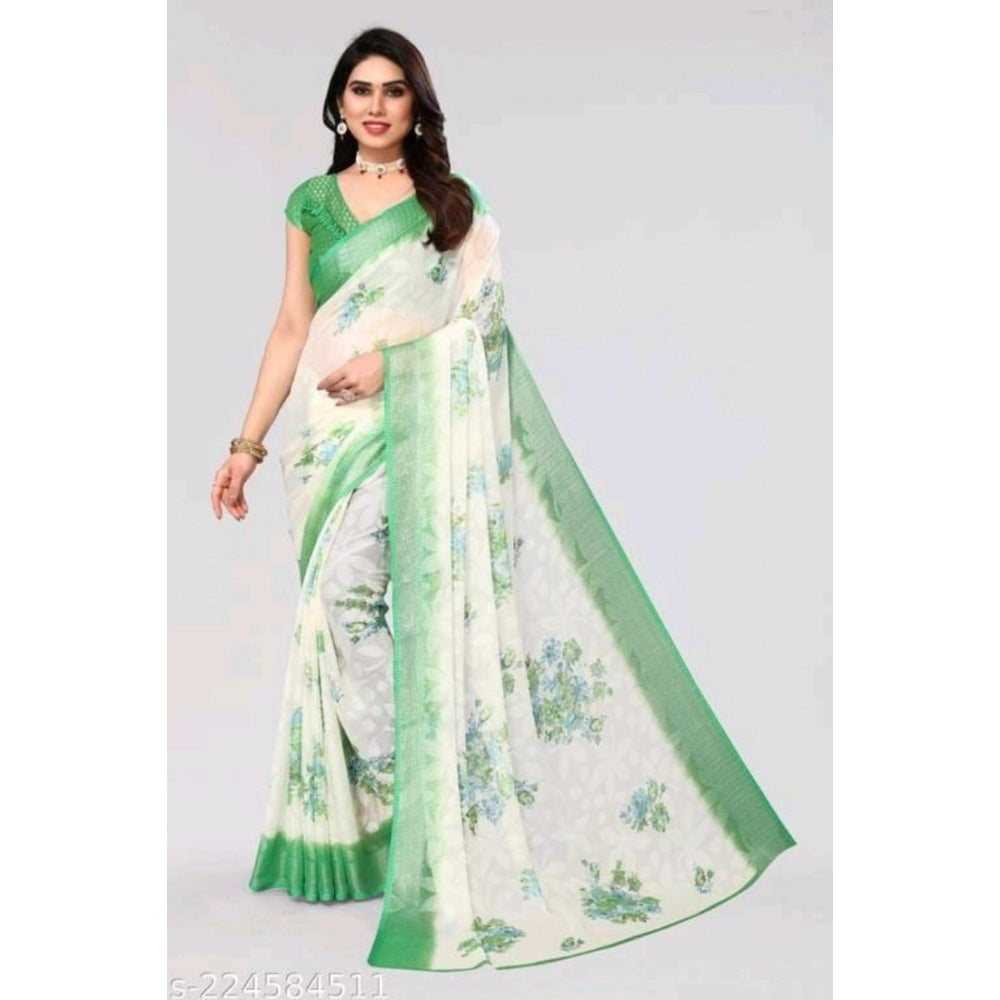 Viscose Rayon Printed Saree With Unstitched Blouse