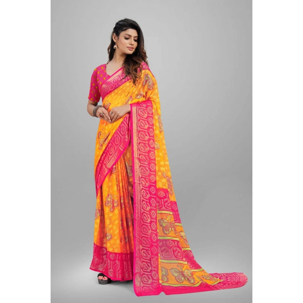 Viscose Rayon Printed Saree With Unstitched Blouse