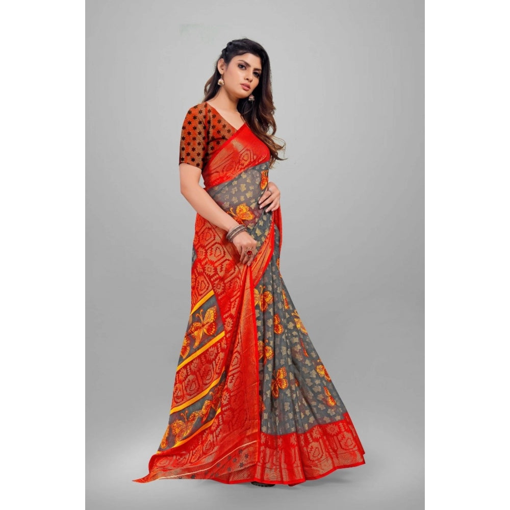 Viscose Rayon Printed Saree With Unstitched Blouse