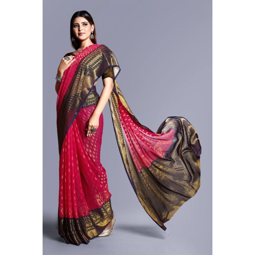 Viscose Rayon Printed Saree With Unstitched Blouse