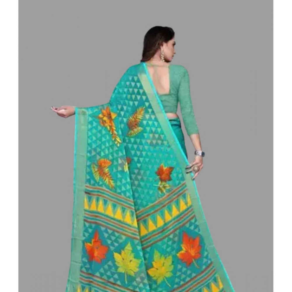 Viscose Rayon Printed Saree With Unstitched Blouse