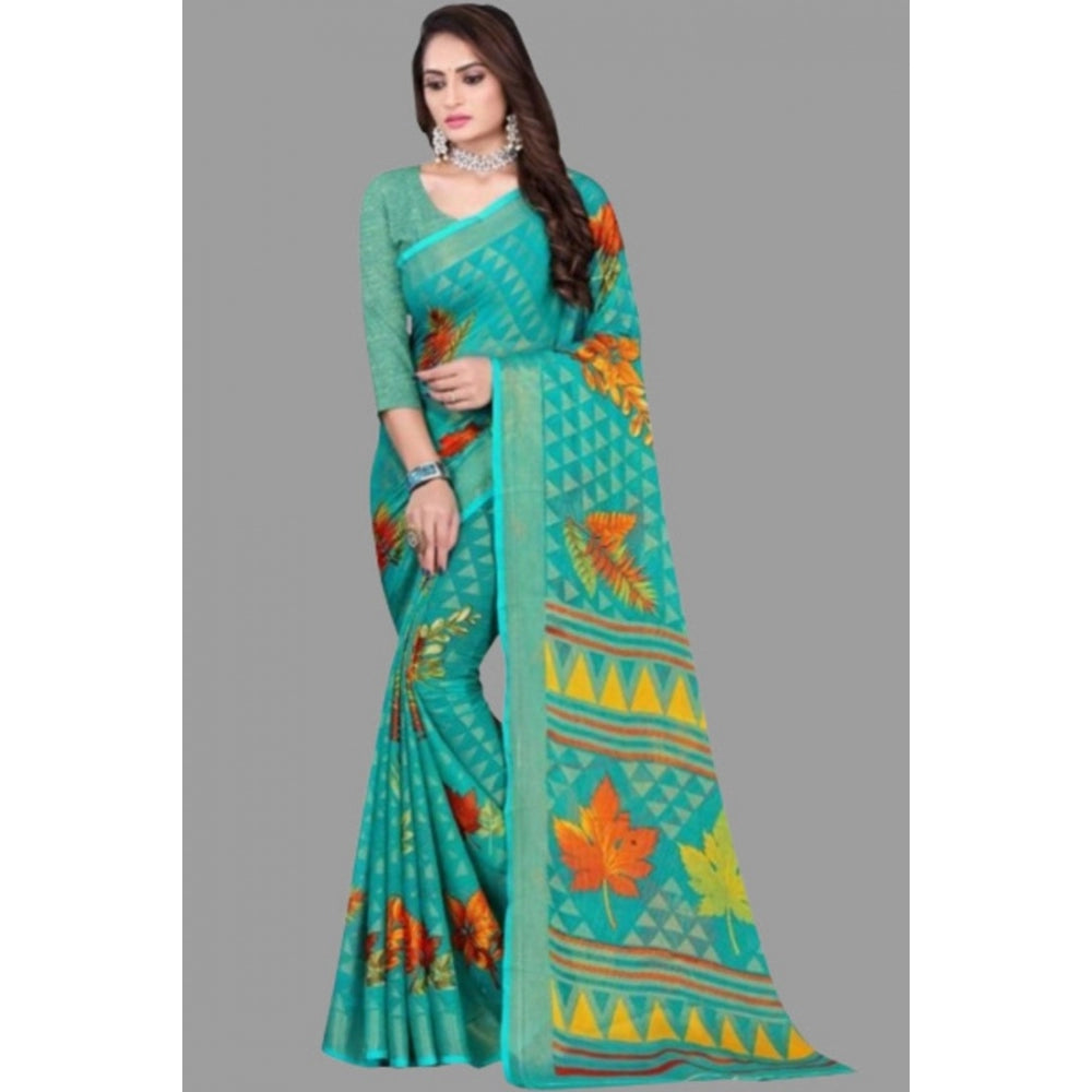 Viscose Rayon Printed Saree With Unstitched Blouse