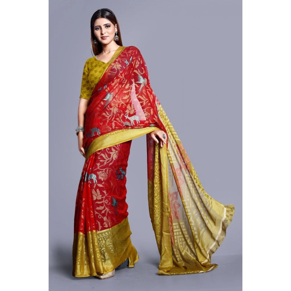 Viscose Rayon Printed Saree With Unstitched Blouse