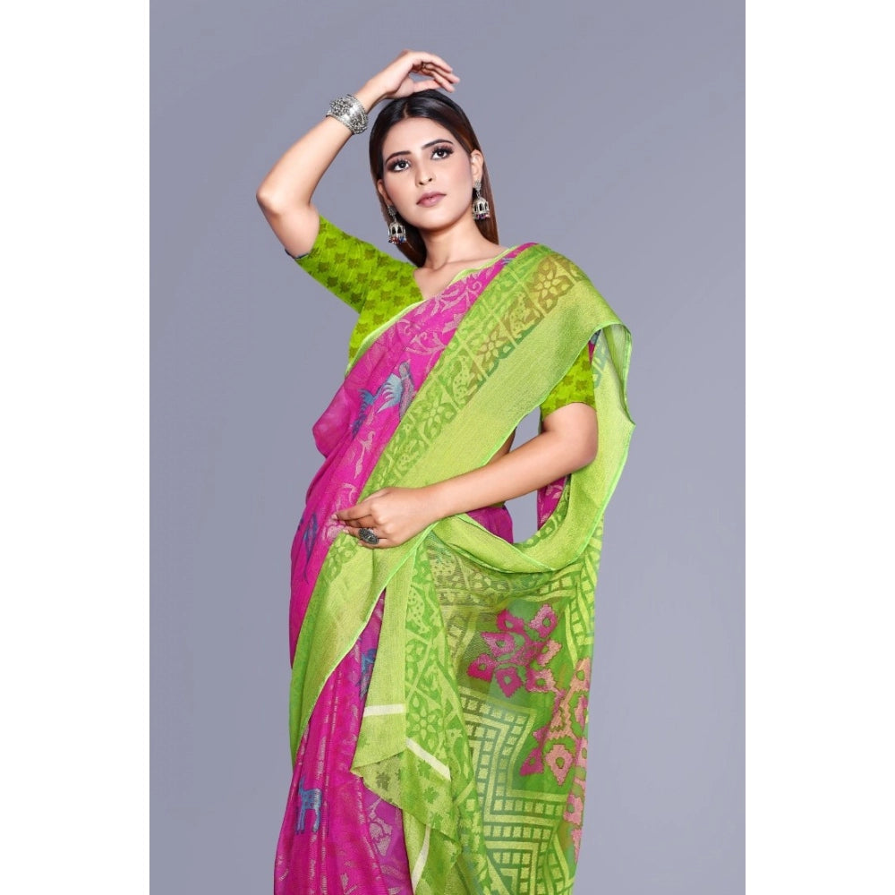 Viscose Rayon Printed Saree With Unstitched Blouse