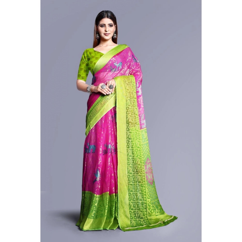 Viscose Rayon Printed Saree With Unstitched Blouse