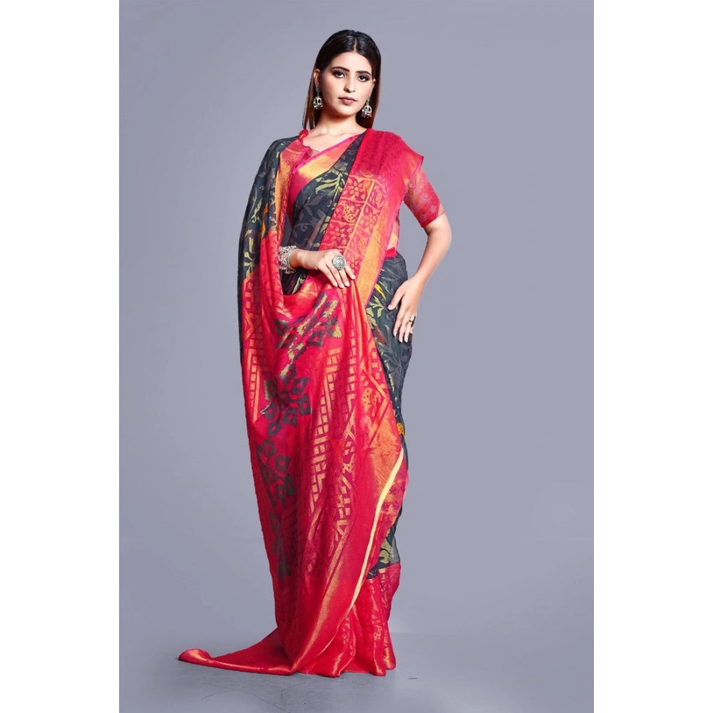 Viscose Rayon Printed Saree With Unstitched Blouse