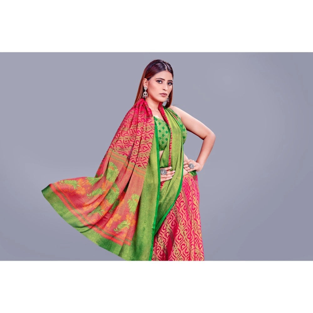 Viscose Rayon Printed Saree With Unstitched Blouse