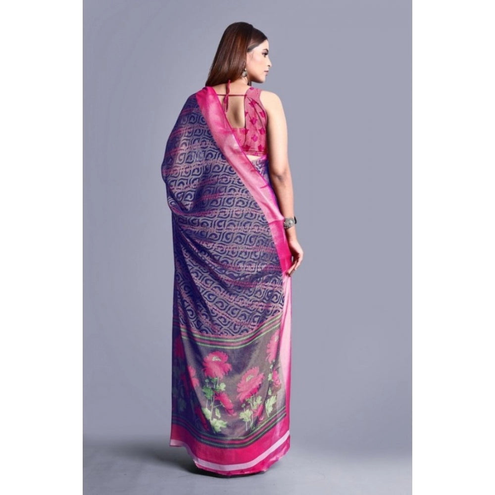 Viscose Rayon Printed Saree With Unstitched Blouse