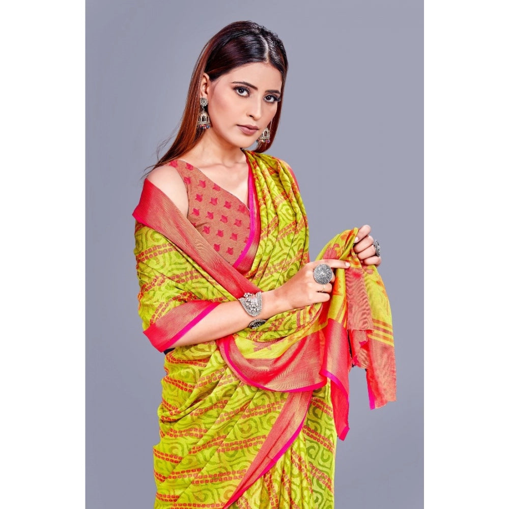 Viscose Rayon Printed Saree With Unstitched Blouse