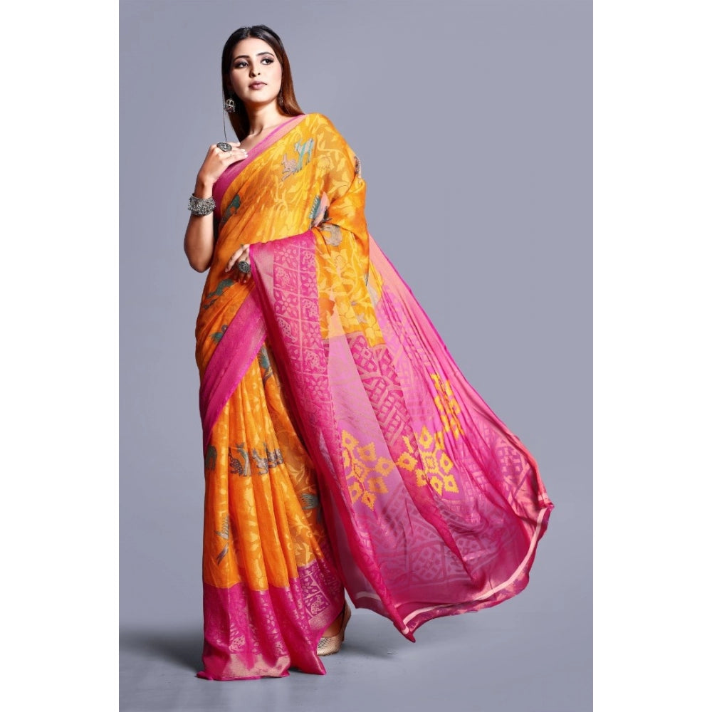 Viscose Rayon Printed Saree With Unstitched Blouse