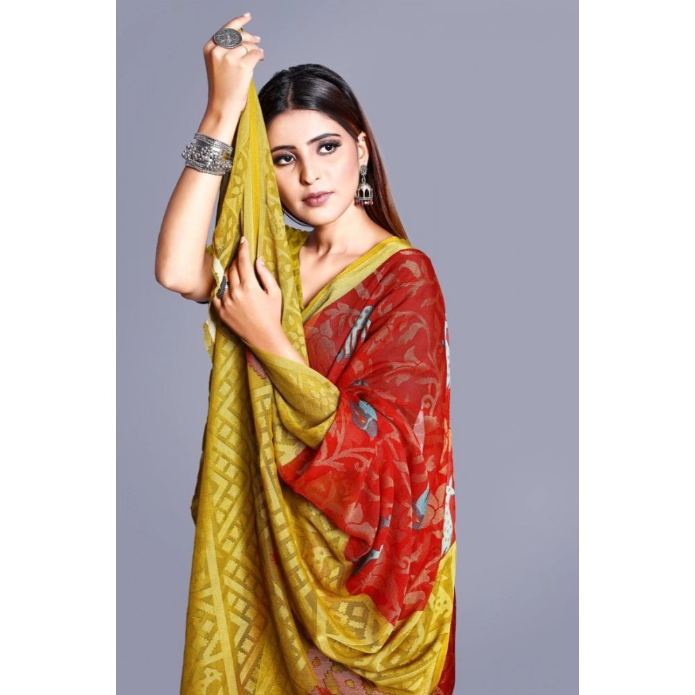 Viscose Rayon Printed Saree With Unstitched Blouse