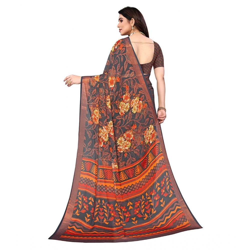 Viscose Rayon Printed Saree With Unstitched Blouse