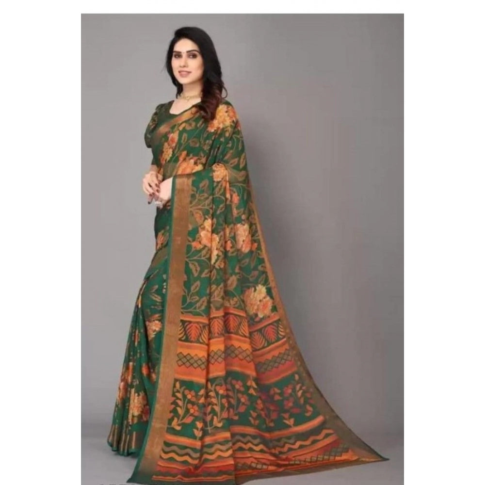 Viscose Rayon Printed Saree With Unstitched Blouse