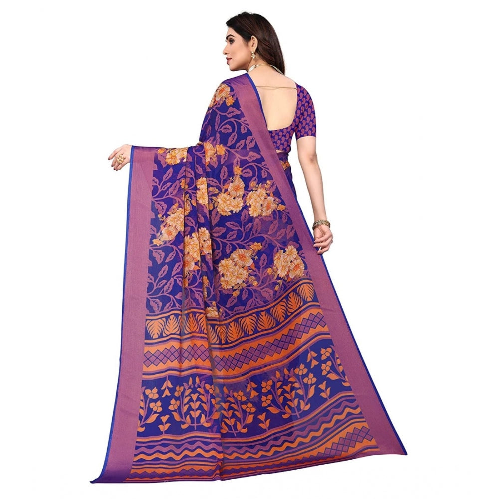 Viscose Rayon Printed Saree With Unstitched Blouse