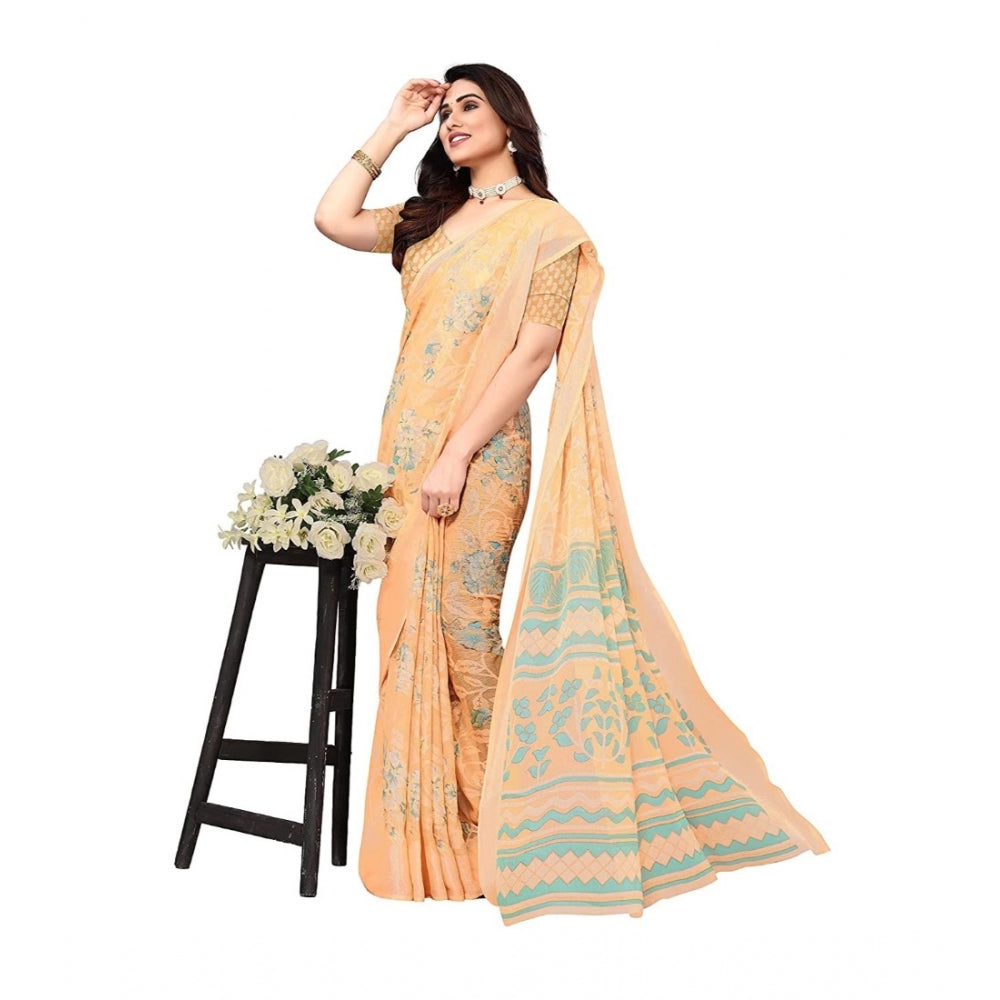 Viscose Rayon Printed Saree With Unstitched Blouse