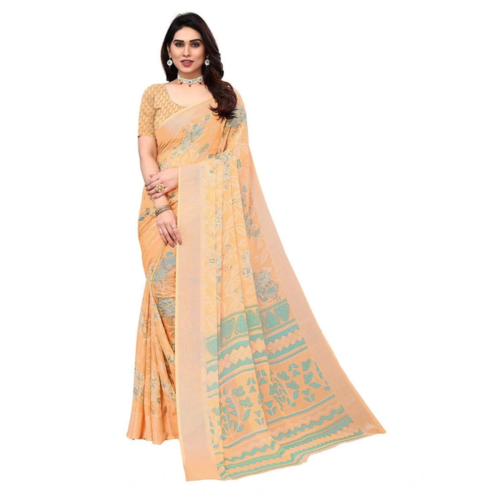 Viscose Rayon Printed Saree With Unstitched Blouse