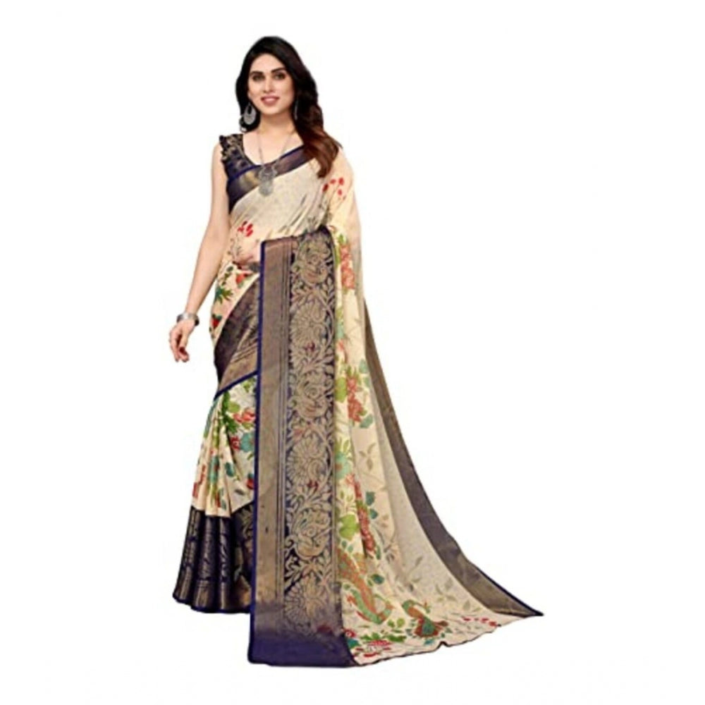 Viscose Rayon Printed Saree With Unstitched Blouse