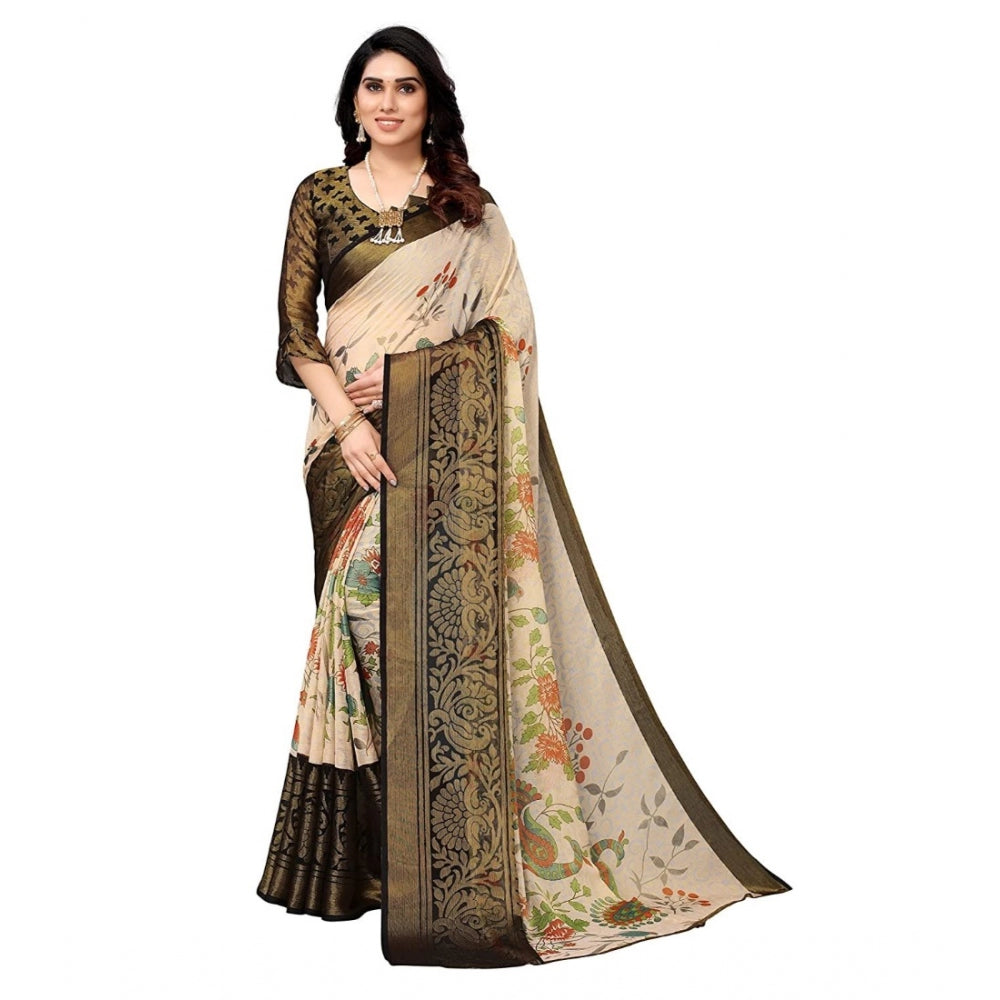 Viscose Rayon Printed Saree With Unstitched Blouse