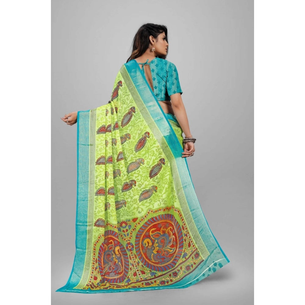 Viscose Rayon Printed Saree With Unstitched Blouse