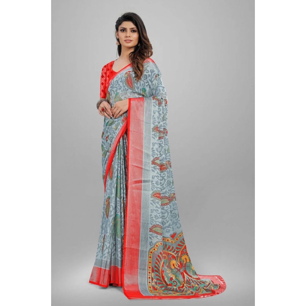 Viscose Rayon Printed Saree With Unstitched Blouse