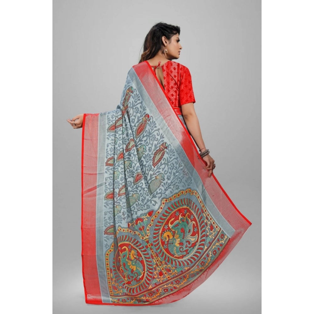 Viscose Rayon Printed Saree With Unstitched Blouse