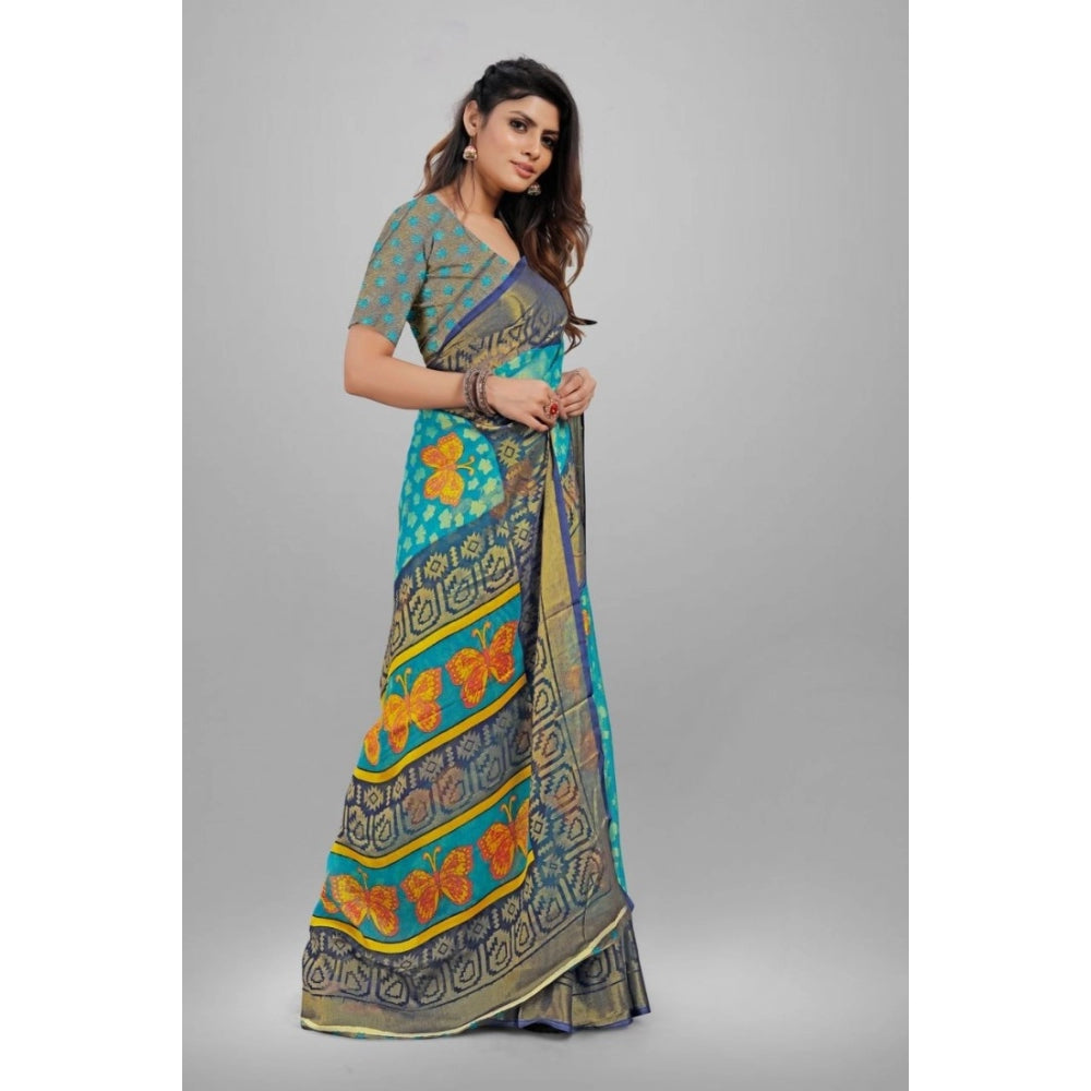 Viscose Rayon Printed Saree With Unstitched Blouse