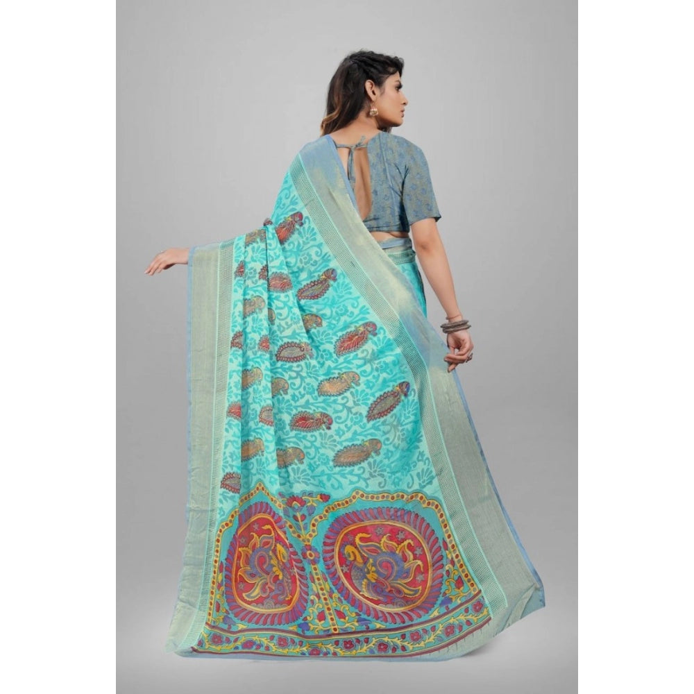 Viscose Rayon Printed Saree With Unstitched Blouse