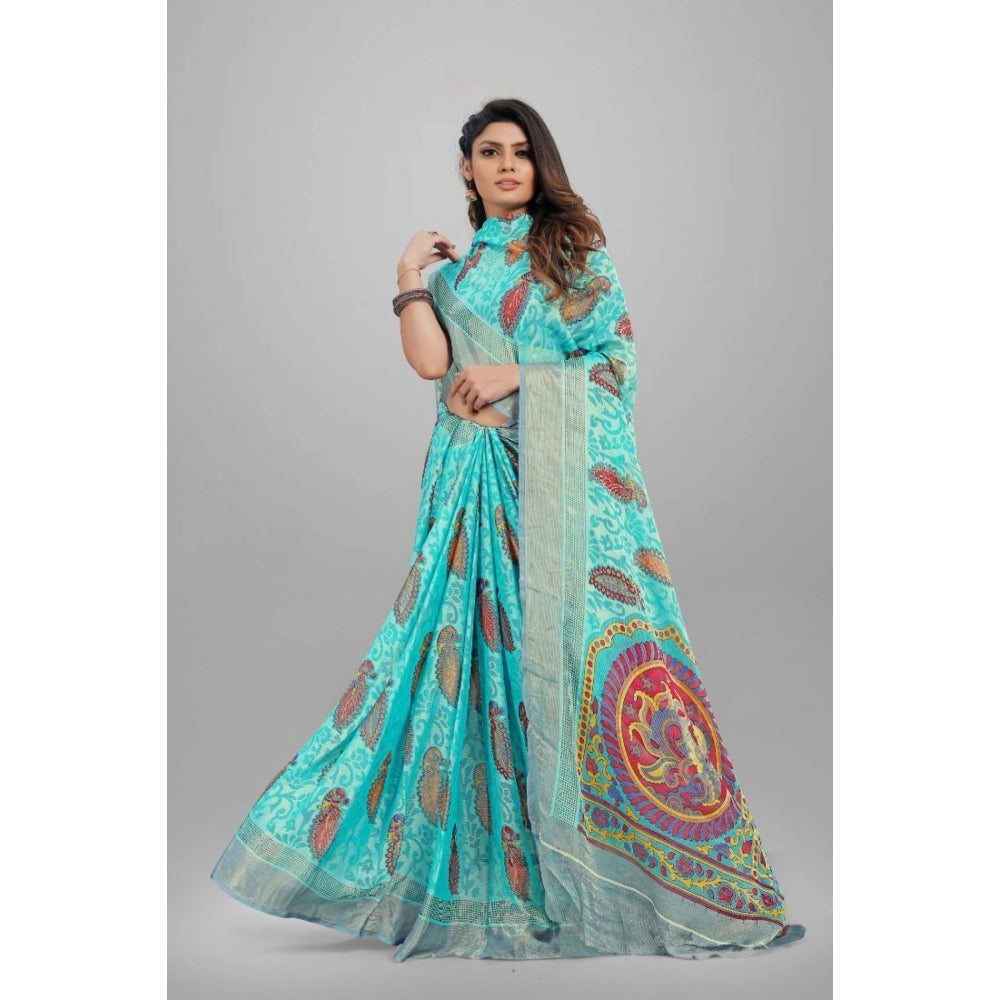 Viscose Rayon Printed Saree With Unstitched Blouse