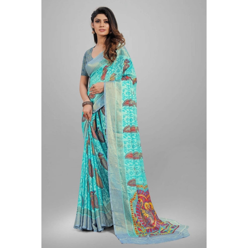 Viscose Rayon Printed Saree With Unstitched Blouse