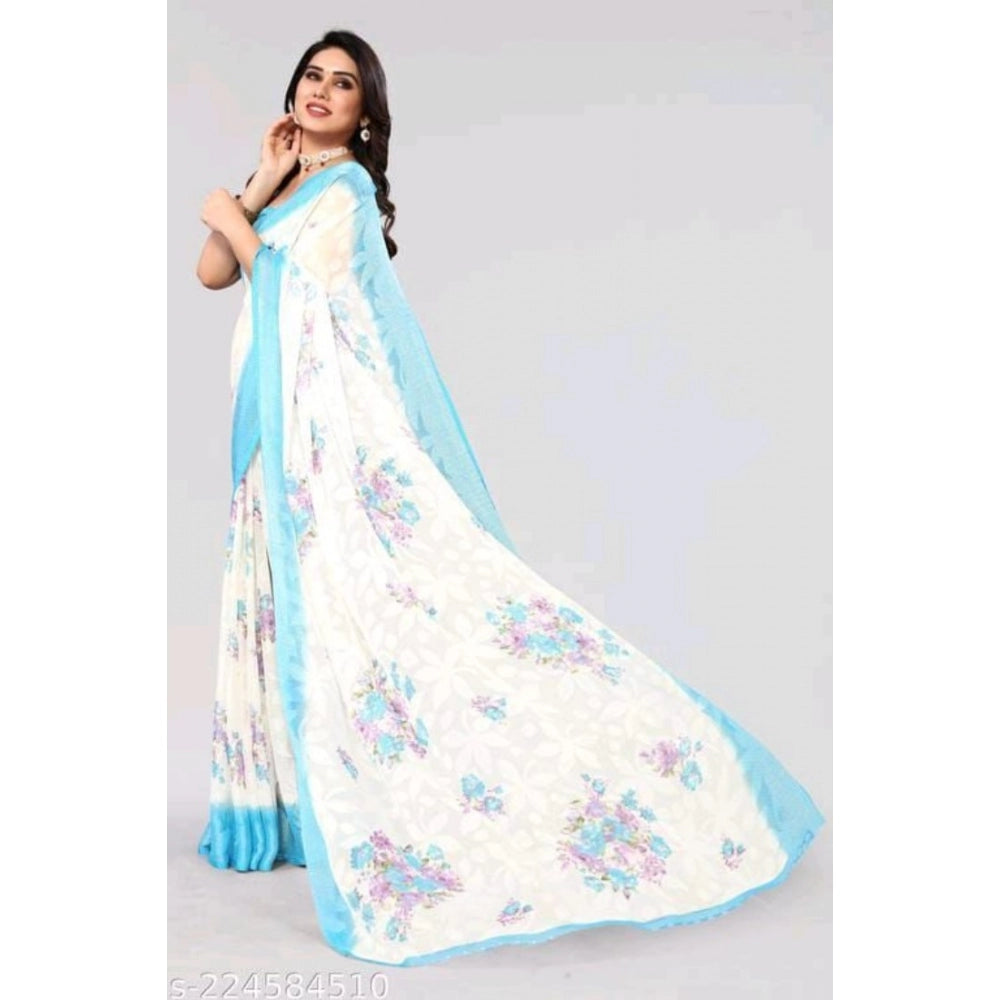 Viscose Rayon Printed Saree With Unstitched Blouse