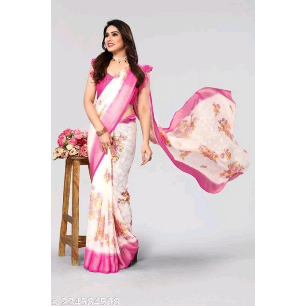 Viscose Rayon Printed Saree With Unstitched Blouse