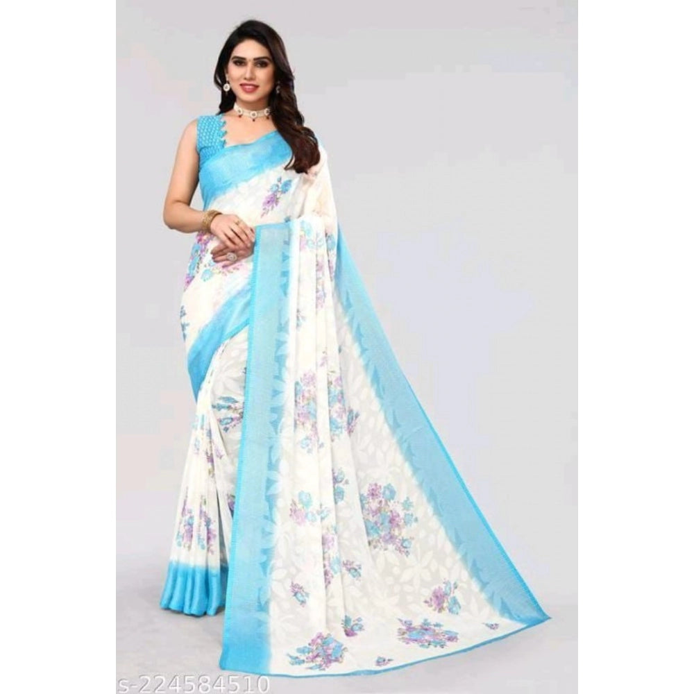 Viscose Rayon Printed Saree With Unstitched Blouse