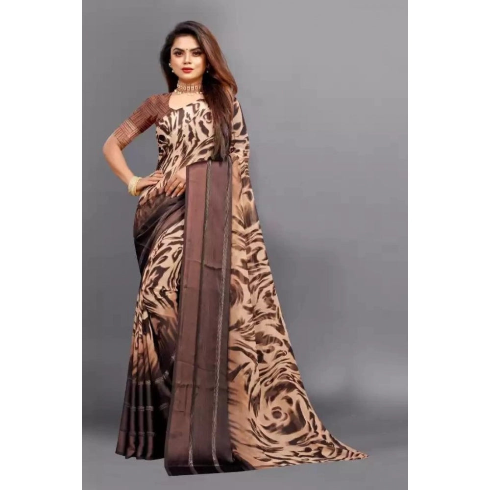 Sattin Patta Printed Saree With Unstitched Blouse