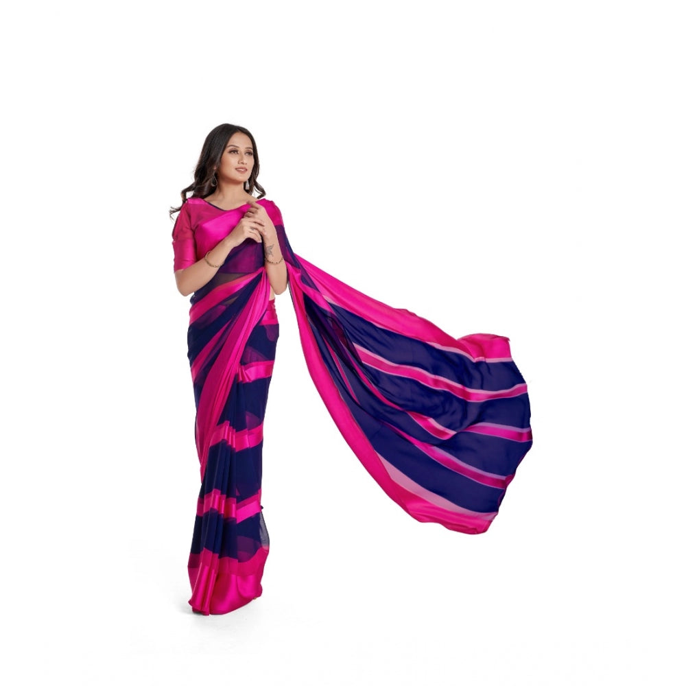 Sattin Patta Printed Saree With Unstitched Blouse