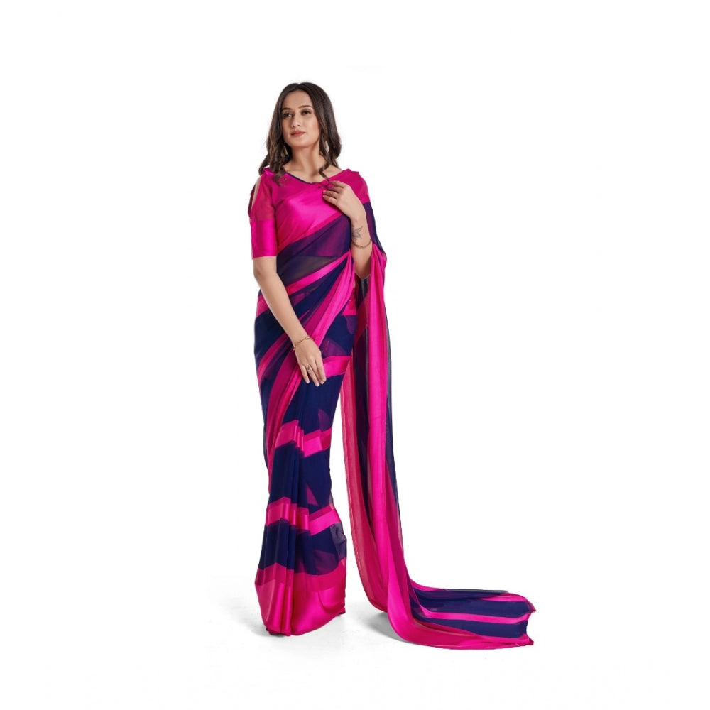 Sattin Patta Printed Saree With Unstitched Blouse