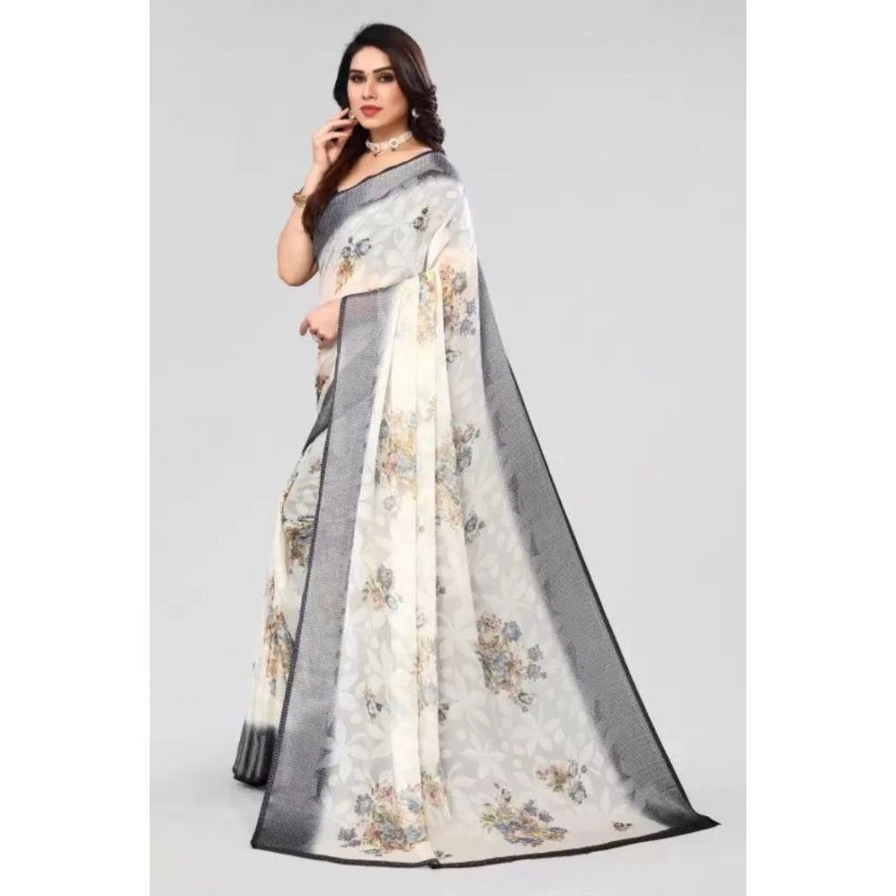 Viscose Rayon Printed Saree With Unstitched Blouse