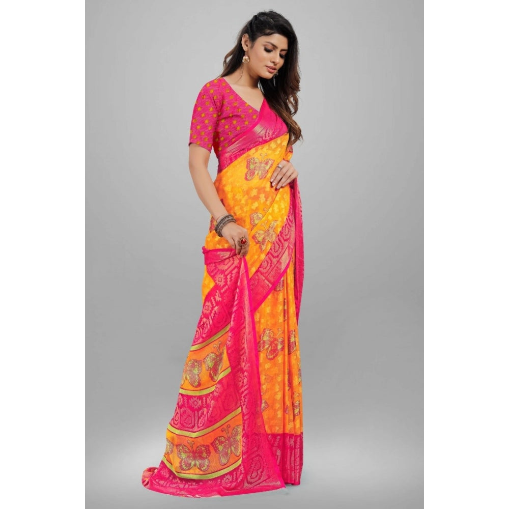 Viscose Rayon Printed Saree With Unstitched Blouse