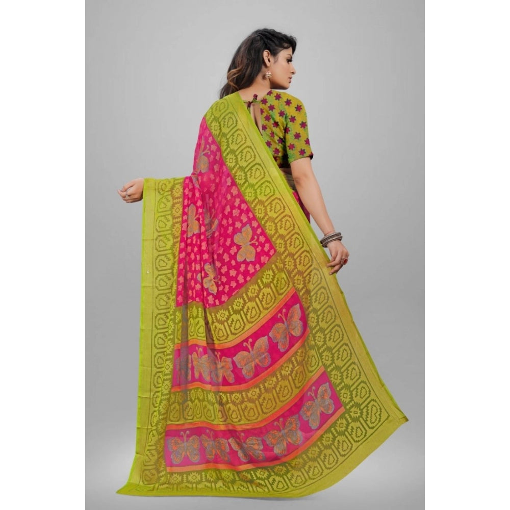 Viscose Rayon Printed Saree With Unstitched Blouse