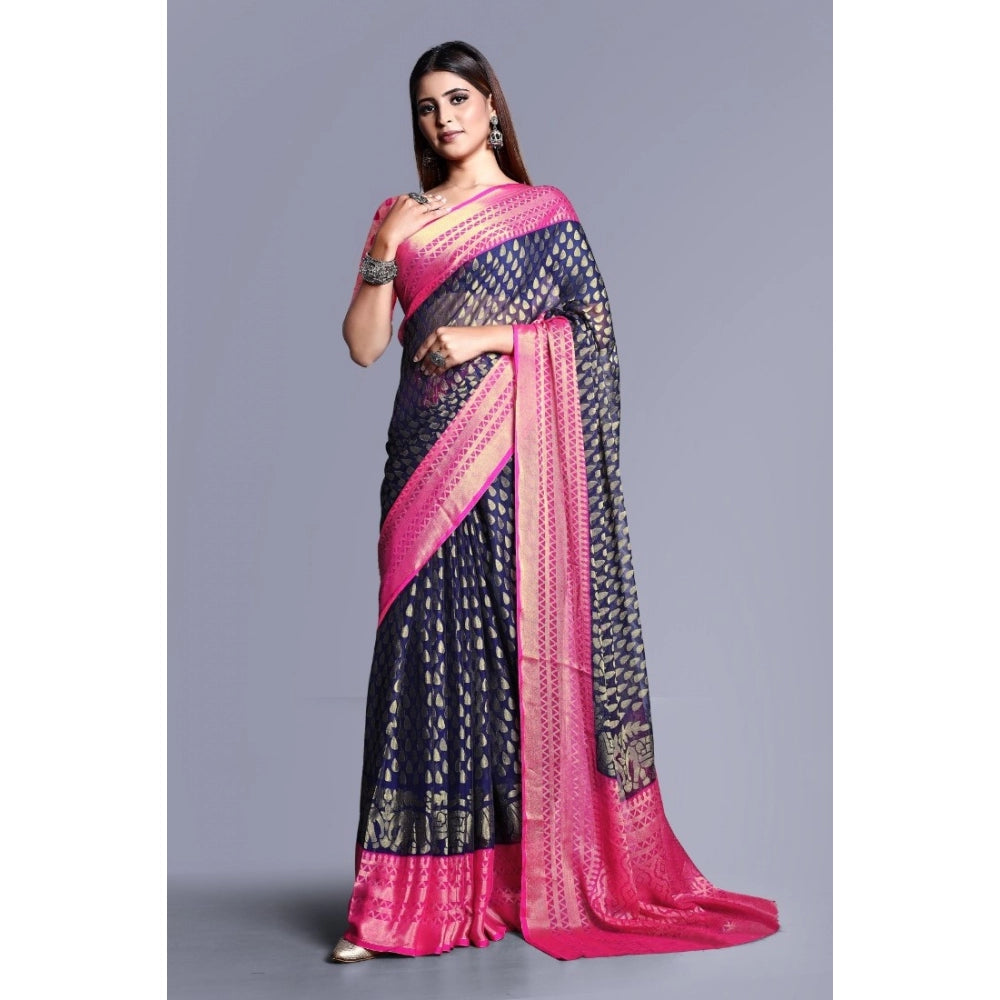 Viscose Rayon Printed Saree With Unstitched Blouse