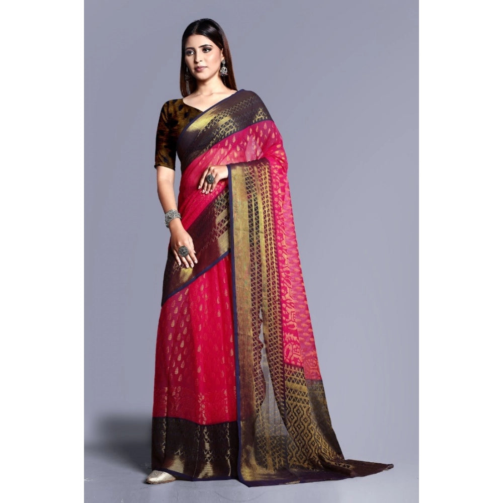 Viscose Rayon Printed Saree With Unstitched Blouse