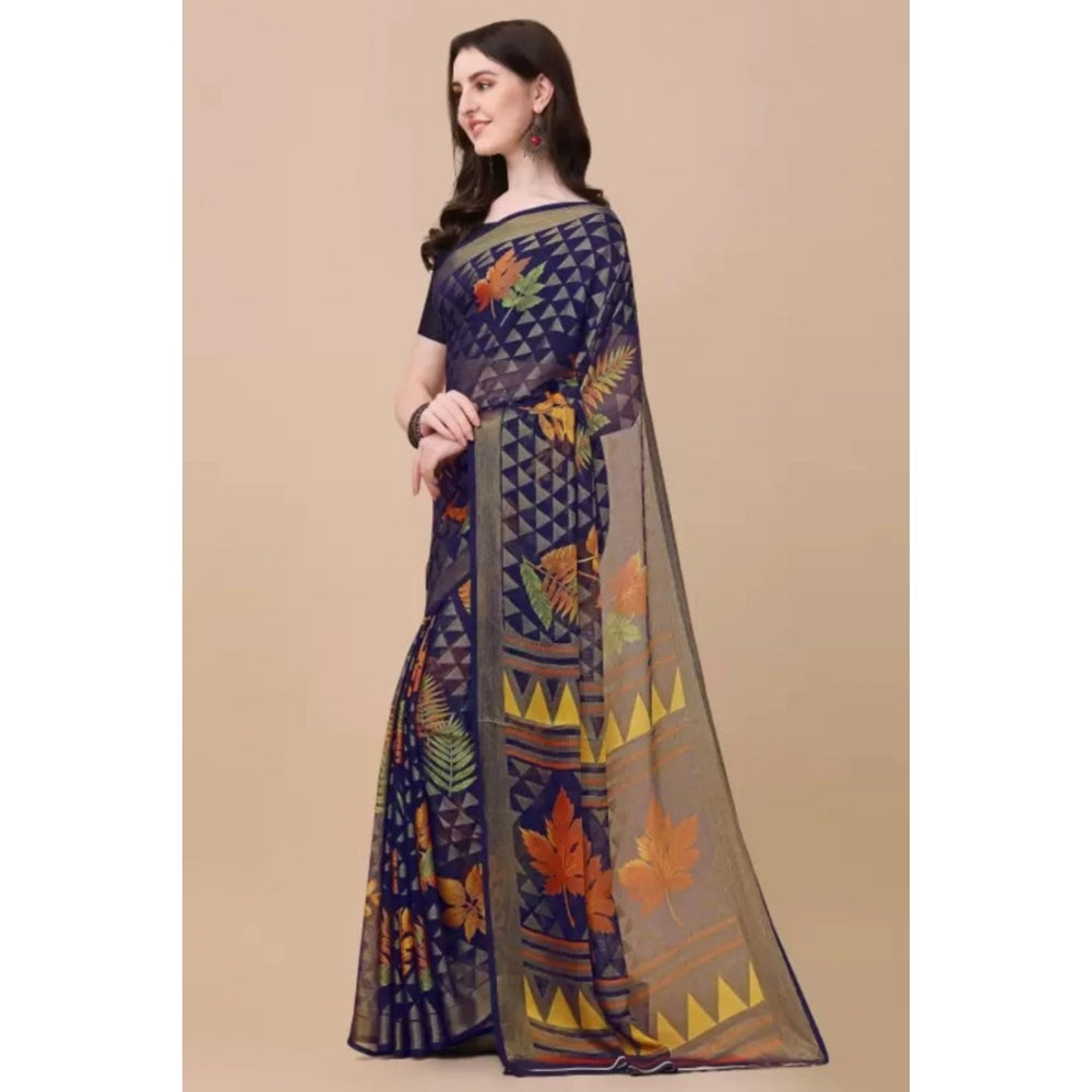 Viscose Rayon Printed Saree With Unstitched Blouse