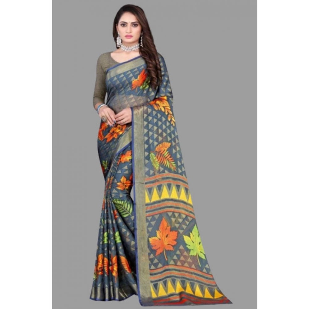 Viscose Rayon Printed Saree With Unstitched Blouse