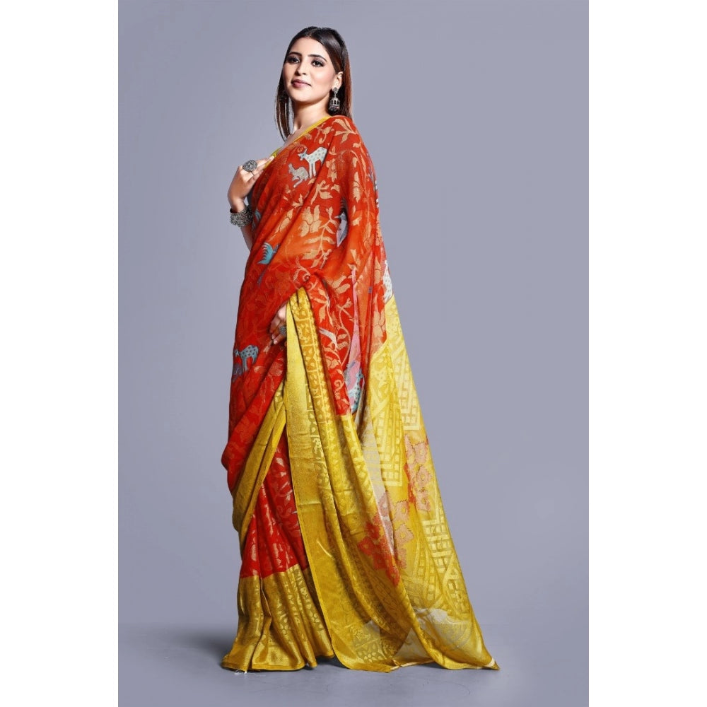 Viscose Rayon Printed Saree With Unstitched Blouse