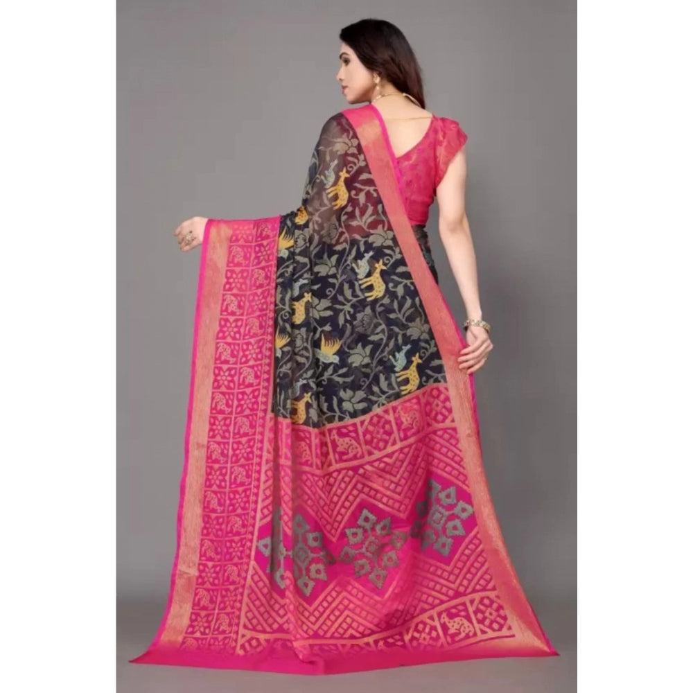 Viscose Rayon Printed Saree With Unstitched Blouse