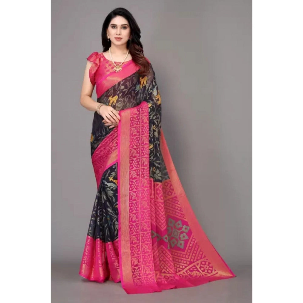 Viscose Rayon Printed Saree With Unstitched Blouse