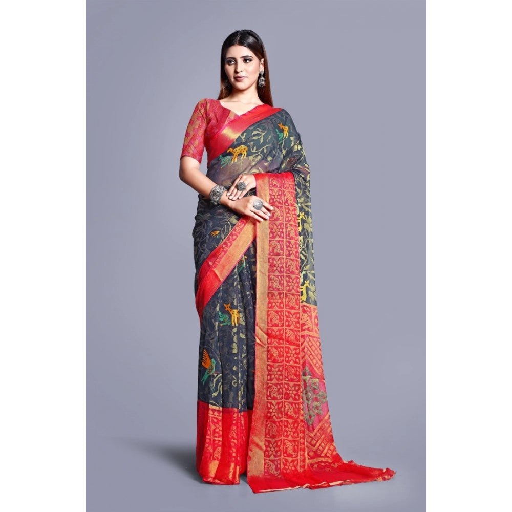 Viscose Rayon Printed Saree With Unstitched Blouse